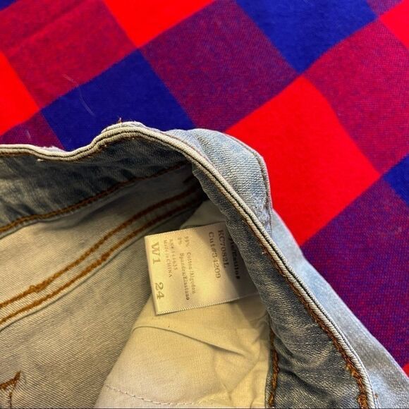 KanCan Light Wash Destroyed Denim Shorts Size 24 - Picture 6 of 11